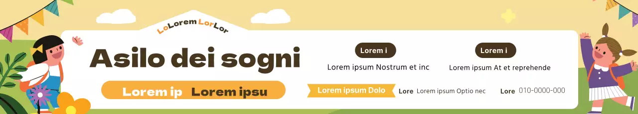 Illustrazione gialla carino asilo promozione di reclutamento