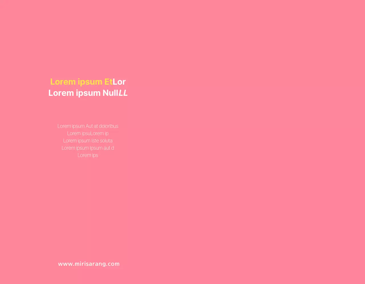 Un testo e un'immagine semplici in rosa corallo per promuovere l'assicurazione Mirisarang.