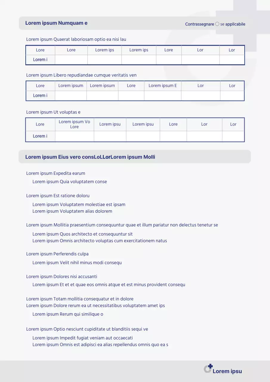 Questionario di screening del cancro grigio e blu navy