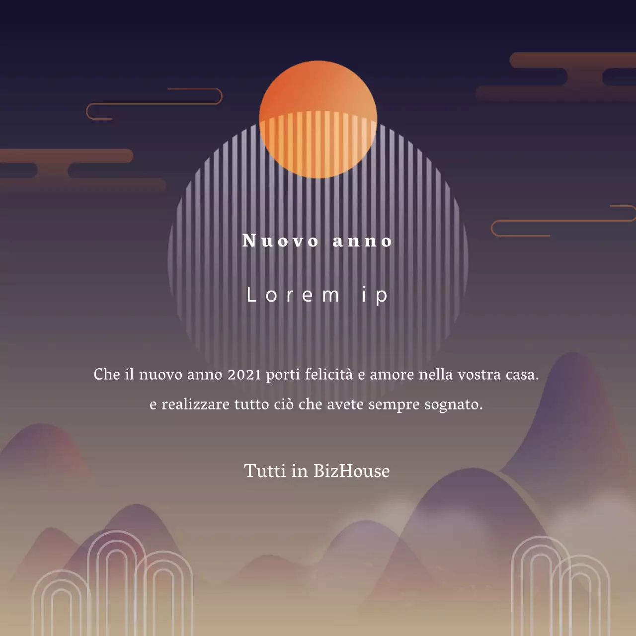 Arancione viola illustrazione Auguri di buon anno