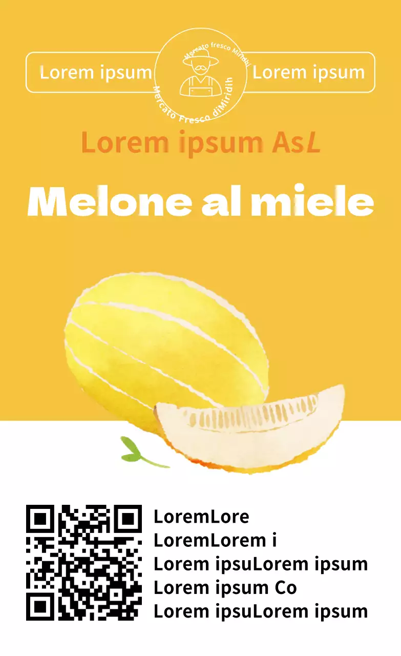 Semplice adesivo verticale di prodotti estivi melone illustrazione a colori