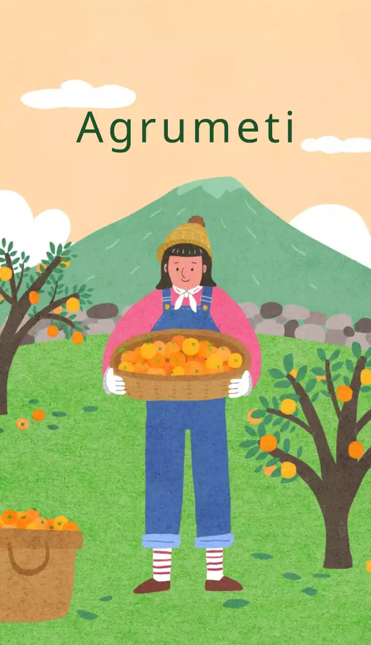 Verde illustrazione fattoria di agrumi carino