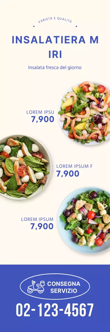 Banner blu per insalata semplice