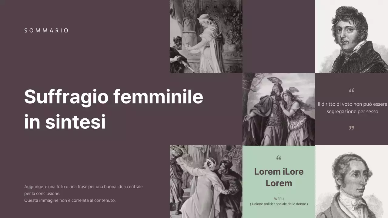  Presentazione di un concetto sommesso per un incarico di suffragio femminile globale