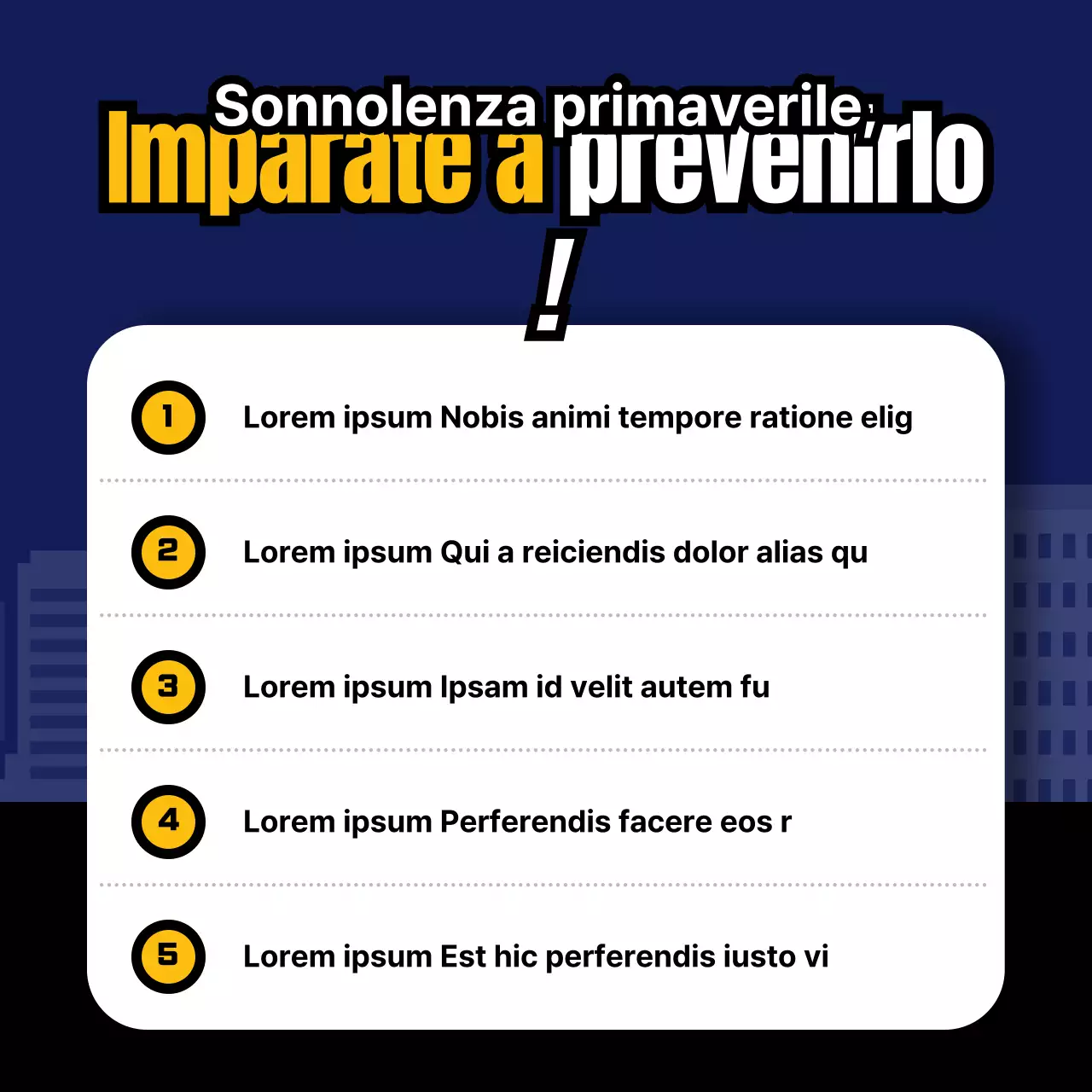 Avviso di guida sonnolenta con tema blu e giallo
