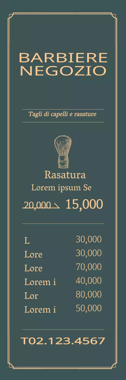 Semplice concetto di cornice in verde e giallo Prezzi da barbiere