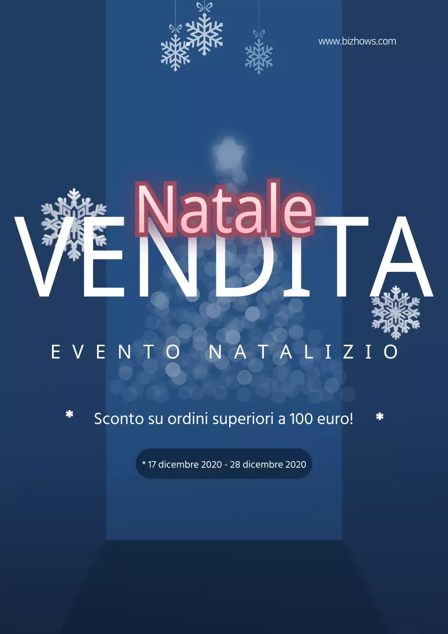 Un volantino che promuove un evento di vendita natalizia indigo chic