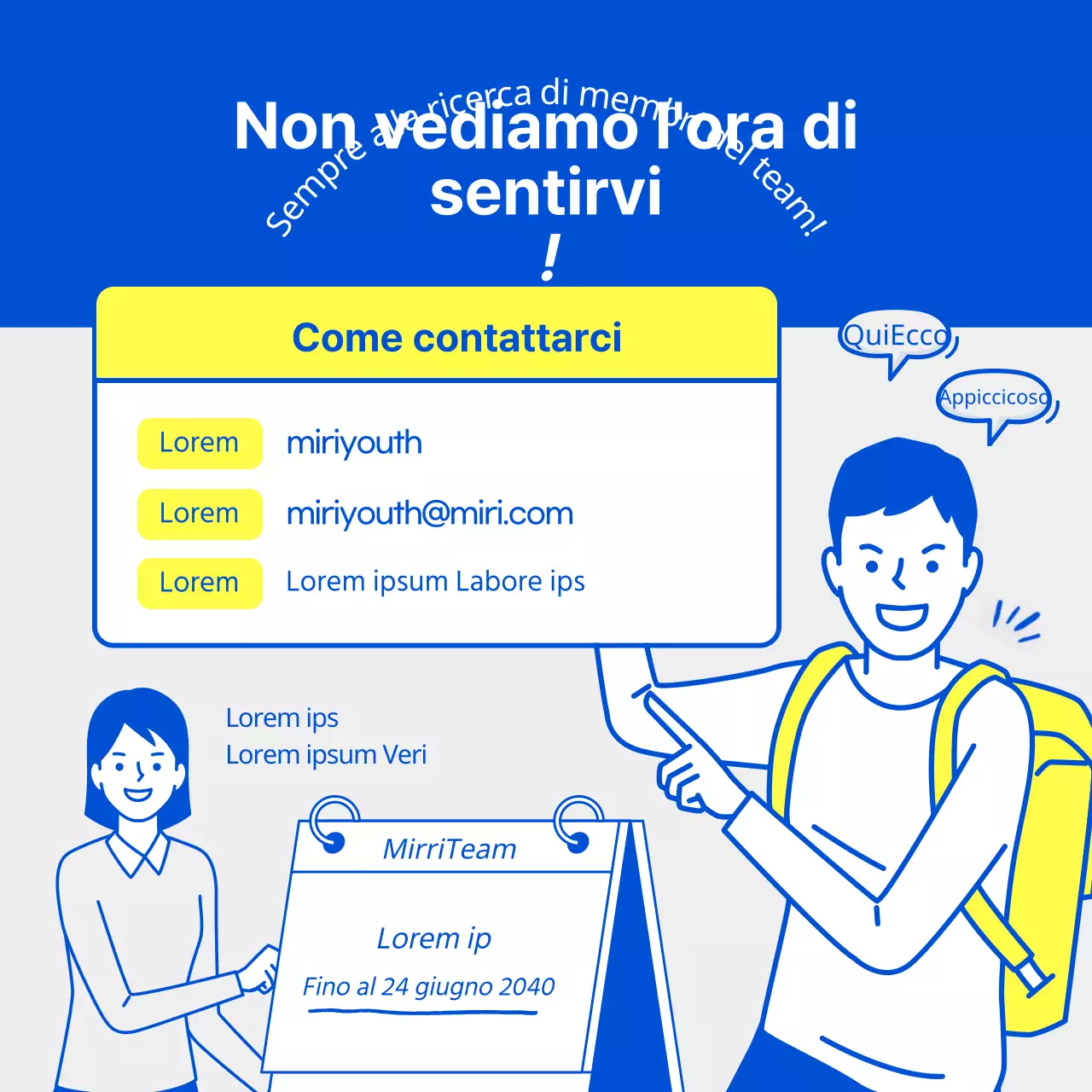 Blue and Lemon Illustration Outreach Competition Concorso per il reclutamento di squadre CardNews