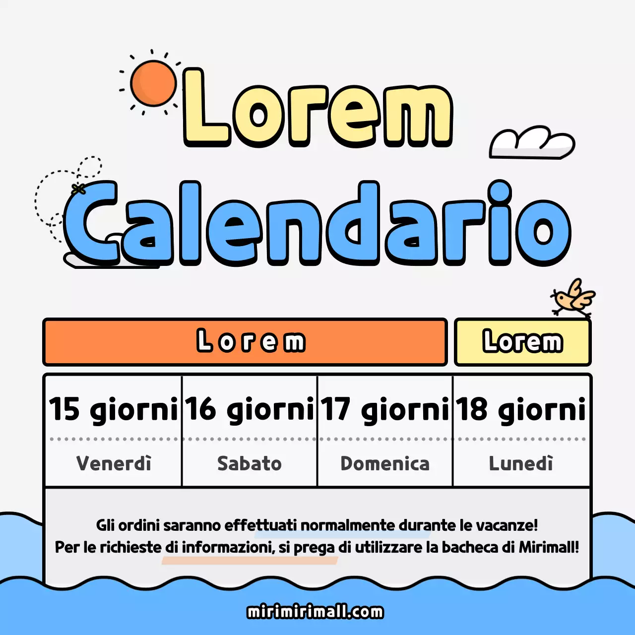 Calendario delle vacanze estive