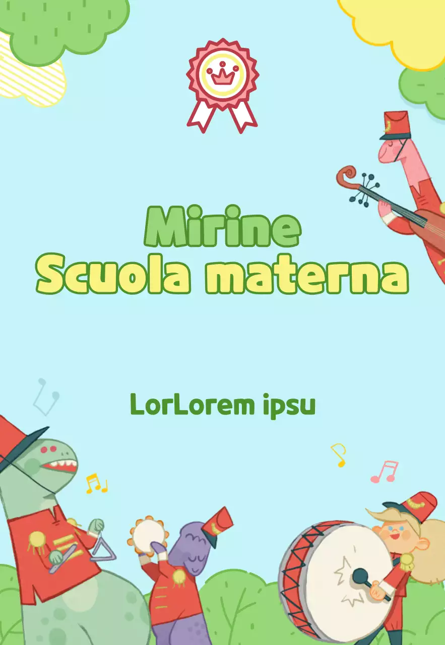 Simpatica cameretta illustrata in azzurro e chartreuse