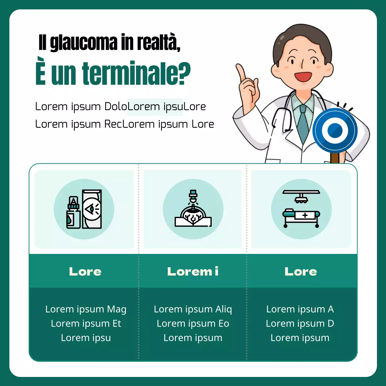 Il glaucoma spiegato in un concetto illustrativo giallo e verde