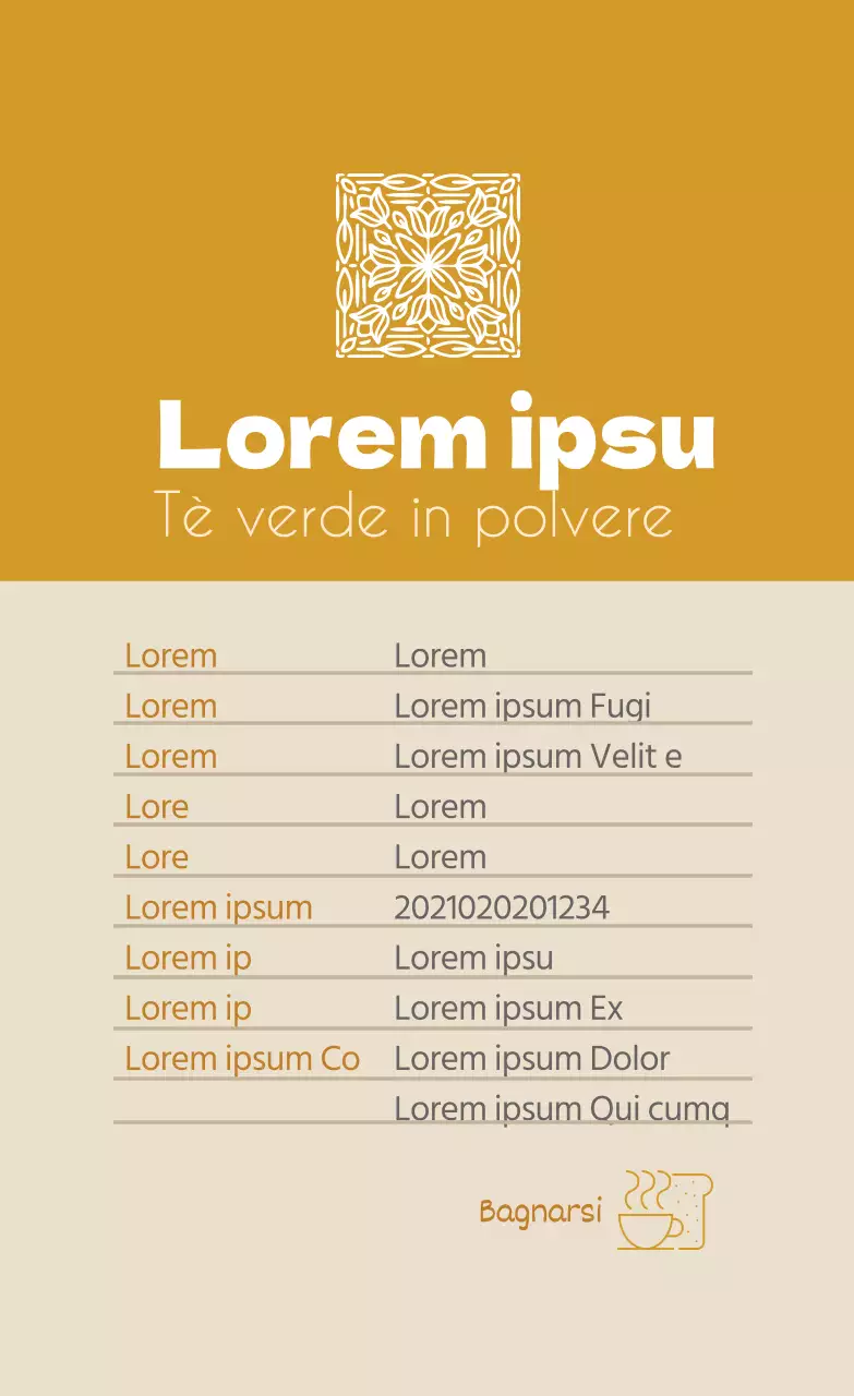 Logo ocra etichetta dettaglio camomilla alimentare ordinata