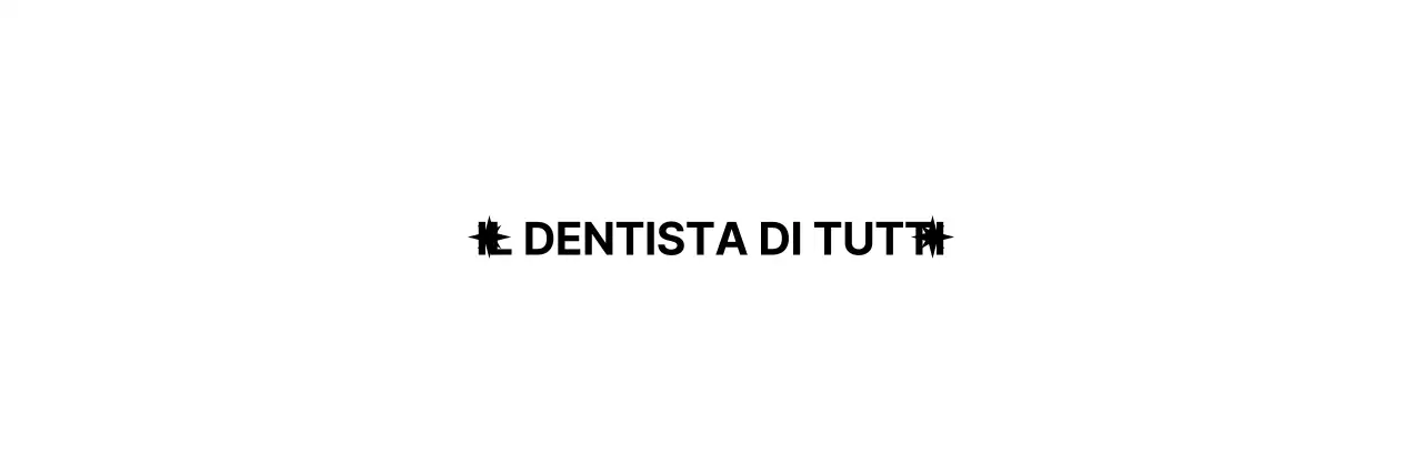 Promozione dentale con logo nero a forma di dente