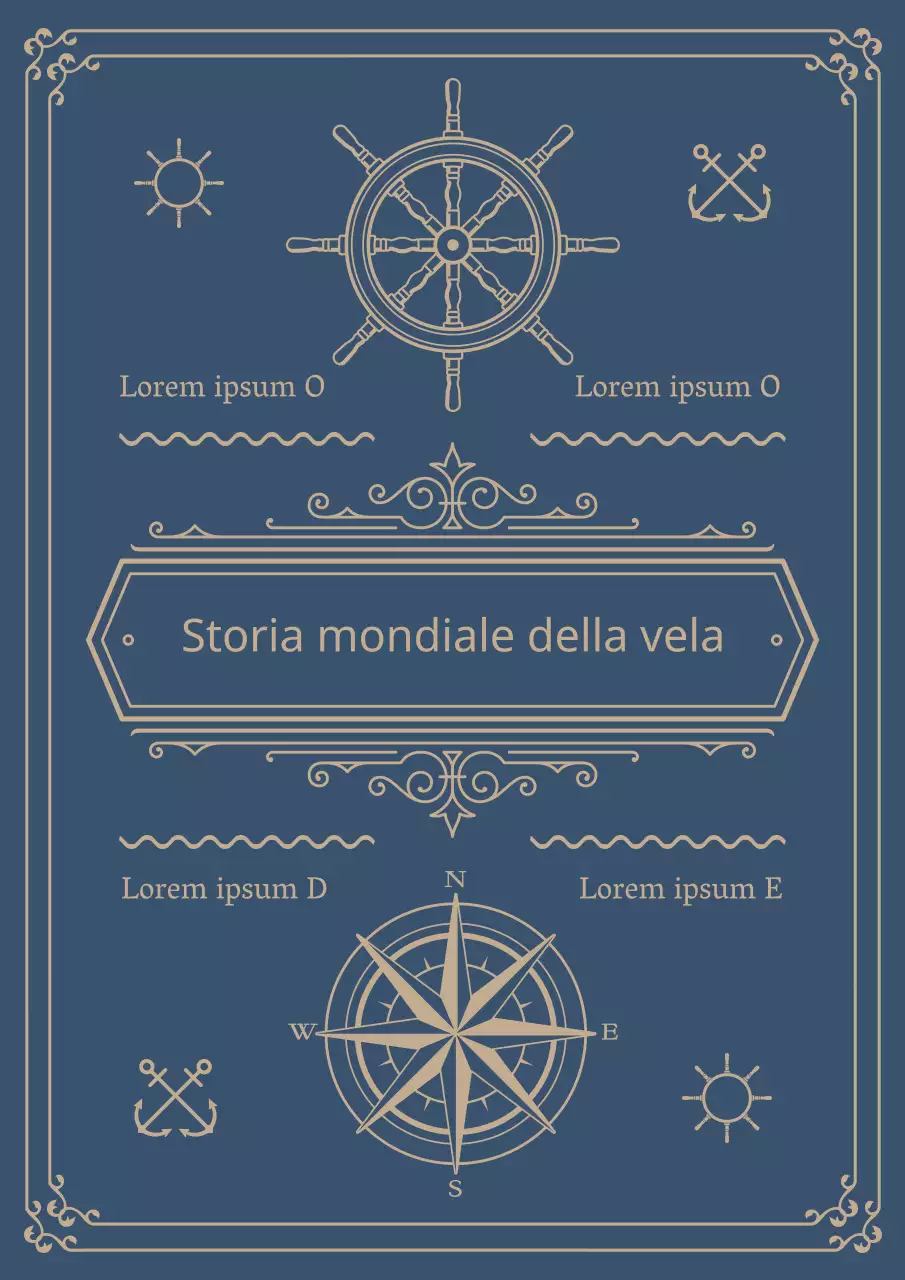 Una storia mondiale della vela in blu navy e beige