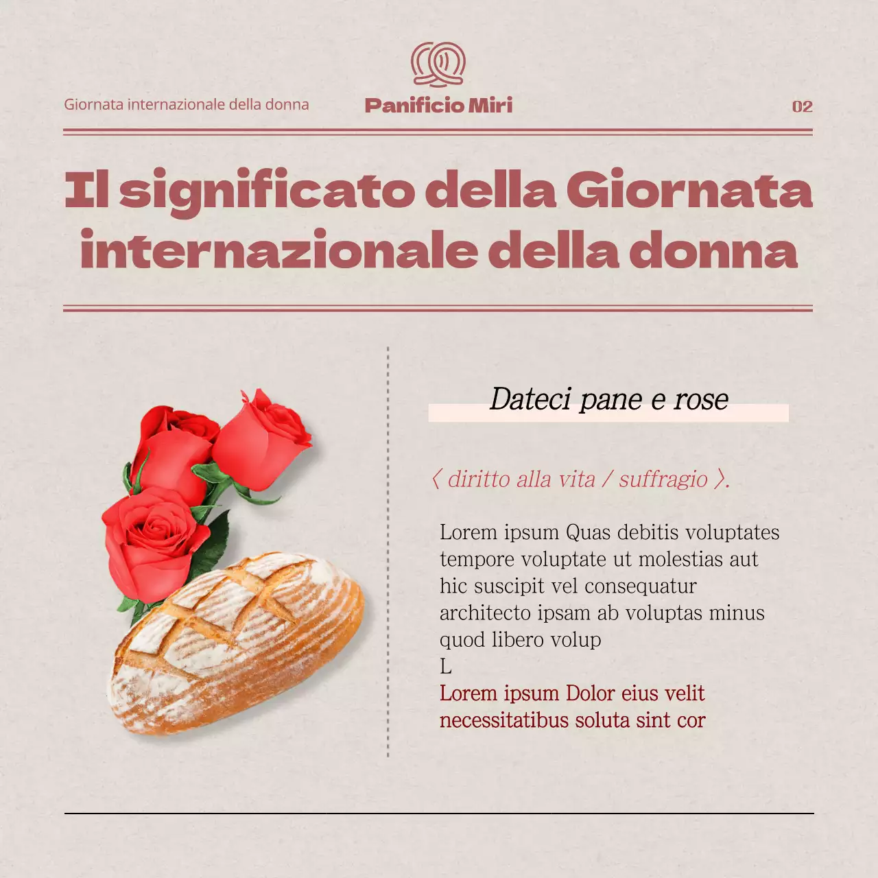 Concetto di giornale in beige e rossoCartolina per la Giornata internazionale della donnaNovità