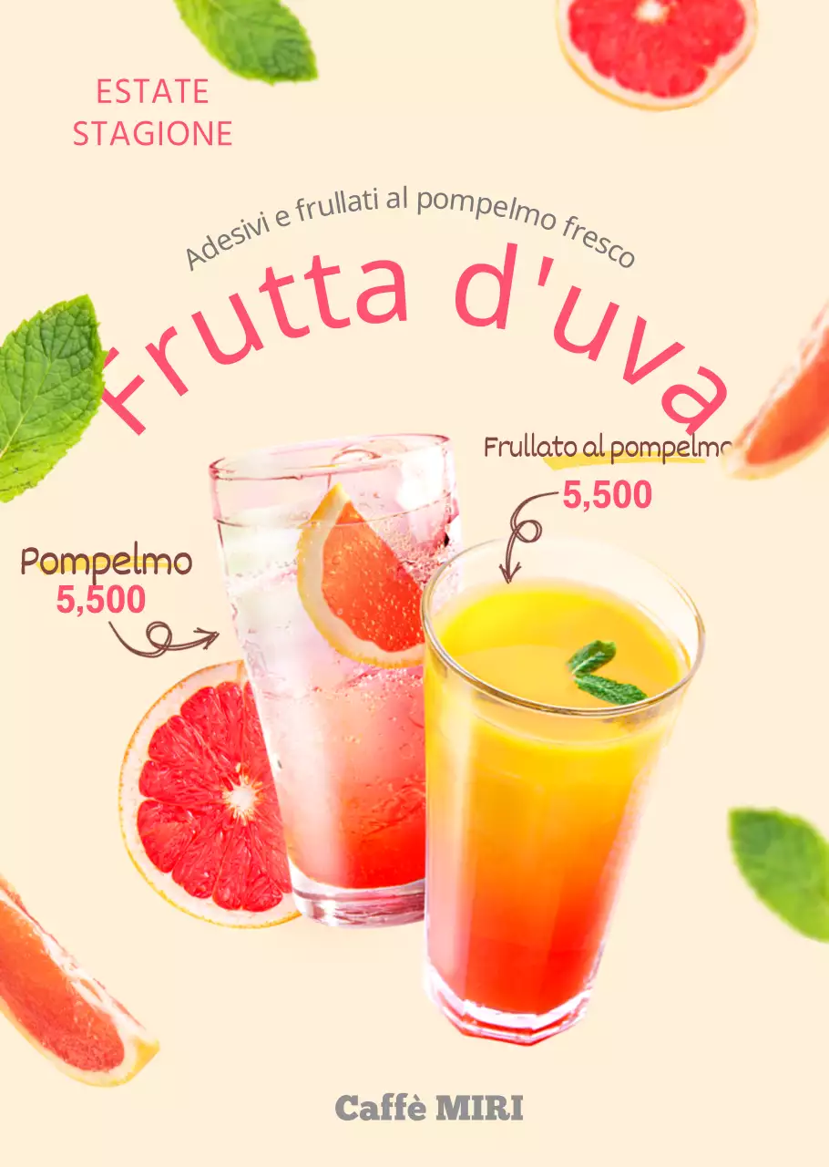 Poster trasparente per un caffè pubblicitario di una bevanda fresca estiva