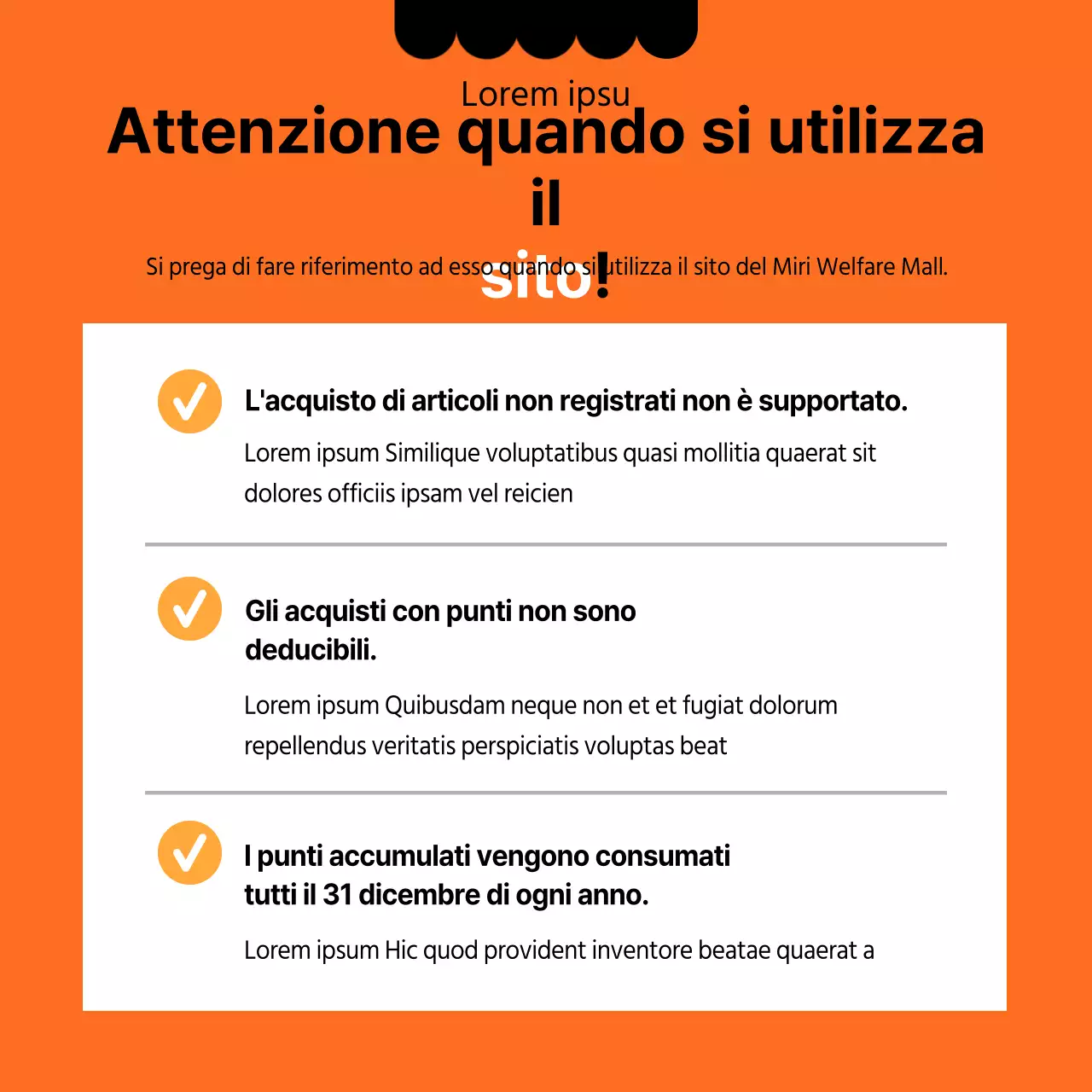 Aperto un centro commerciale interno pulito, nero e arancione.