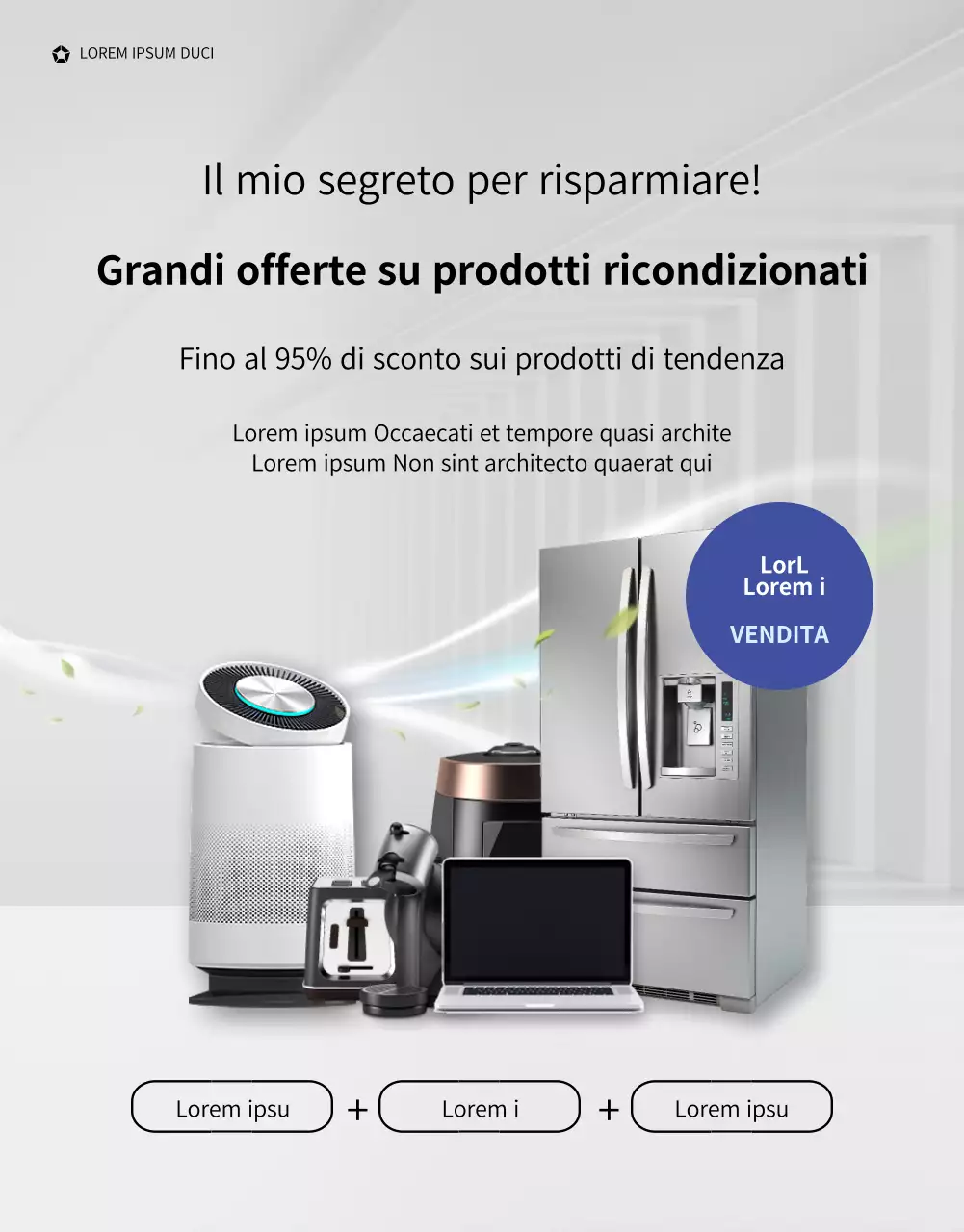 Pagina di dettaglio della vendita di elettrodomestici grigi e blu