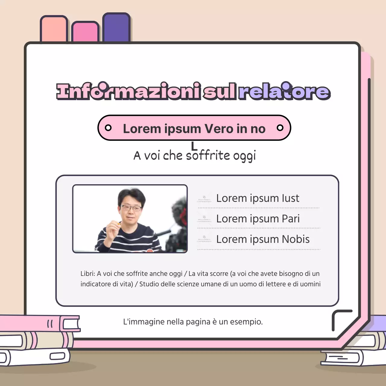 Un concetto carino per una lezione di scienze umane con accenti rosa e viola