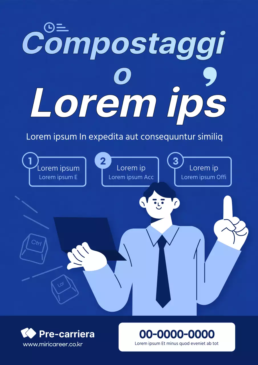 Illustrazione semplice in colori marini Luogo di lavoro corso di abilità pratiche webposter promozionale