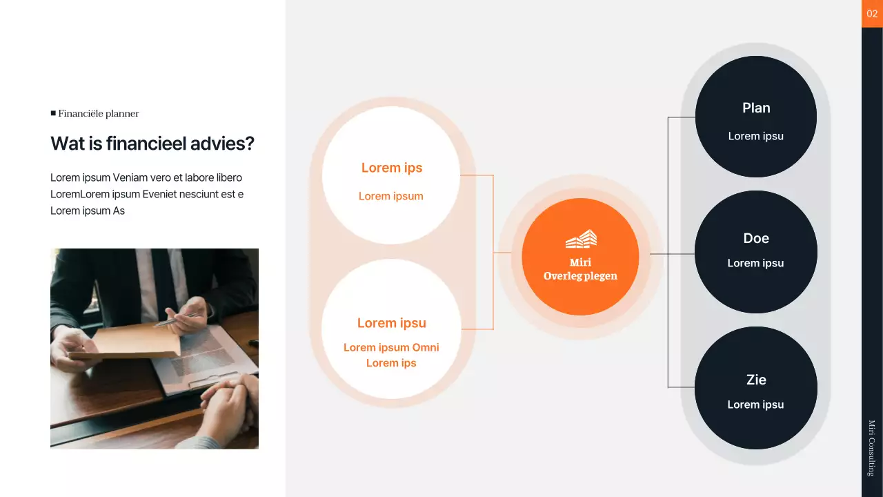 Financieel advies in oranje en grijs