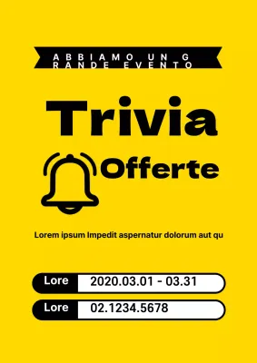 Un semplice volantino giallo e nero che promuove un evento di super-saldi a prezzi stracciati