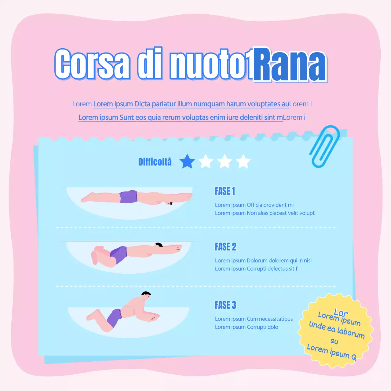 Nuoto per bambini in rosa e azzurro CardNews