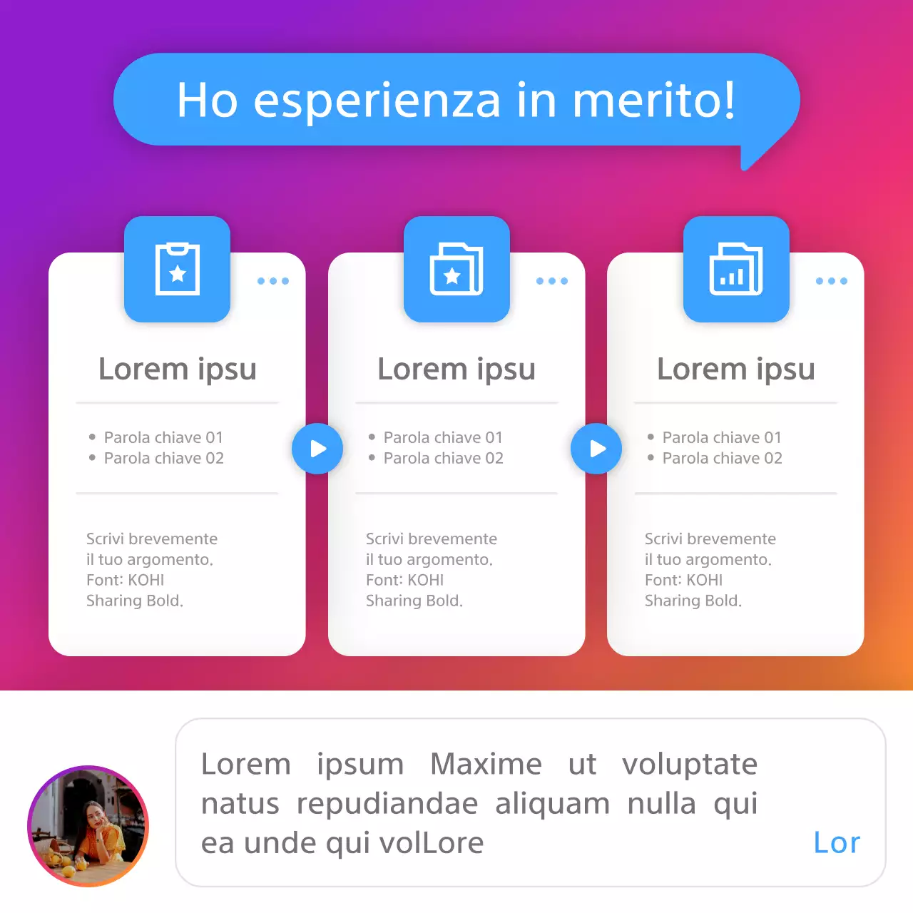 Biografia concettuale inanimata di Instagram in viola e arancione sfumato