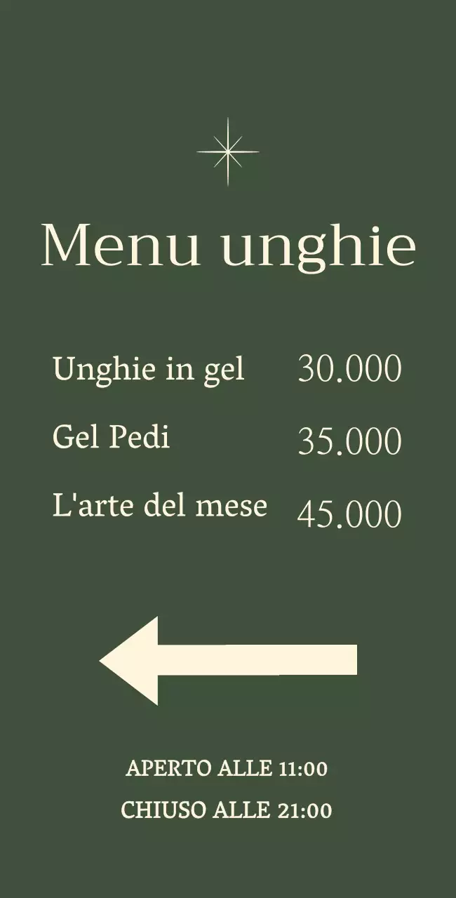 Segno delle unghie con illustrazione di stelle su sfondo verde