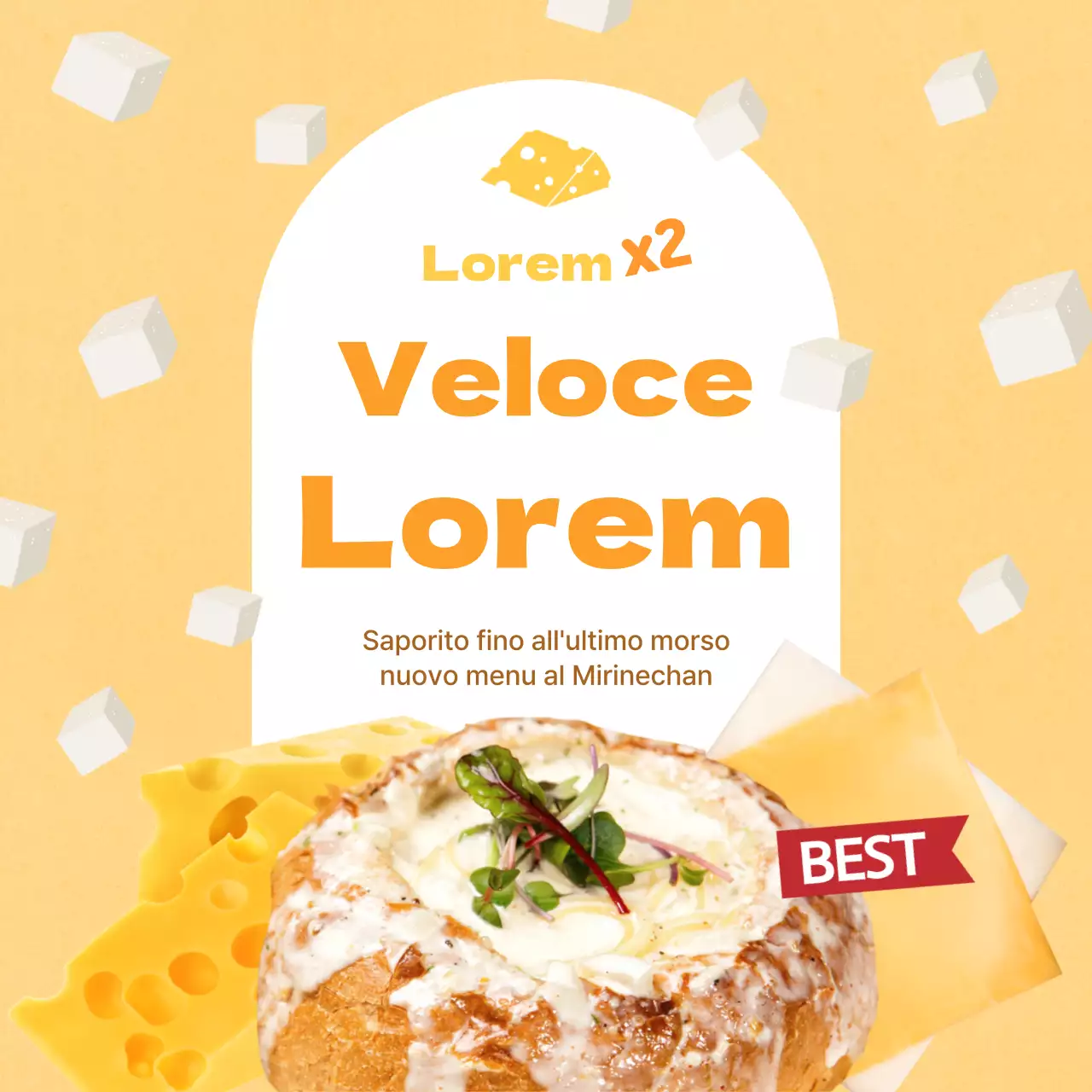 Promuovere il lancio di un nuovo menu con uno schema di colori giallo