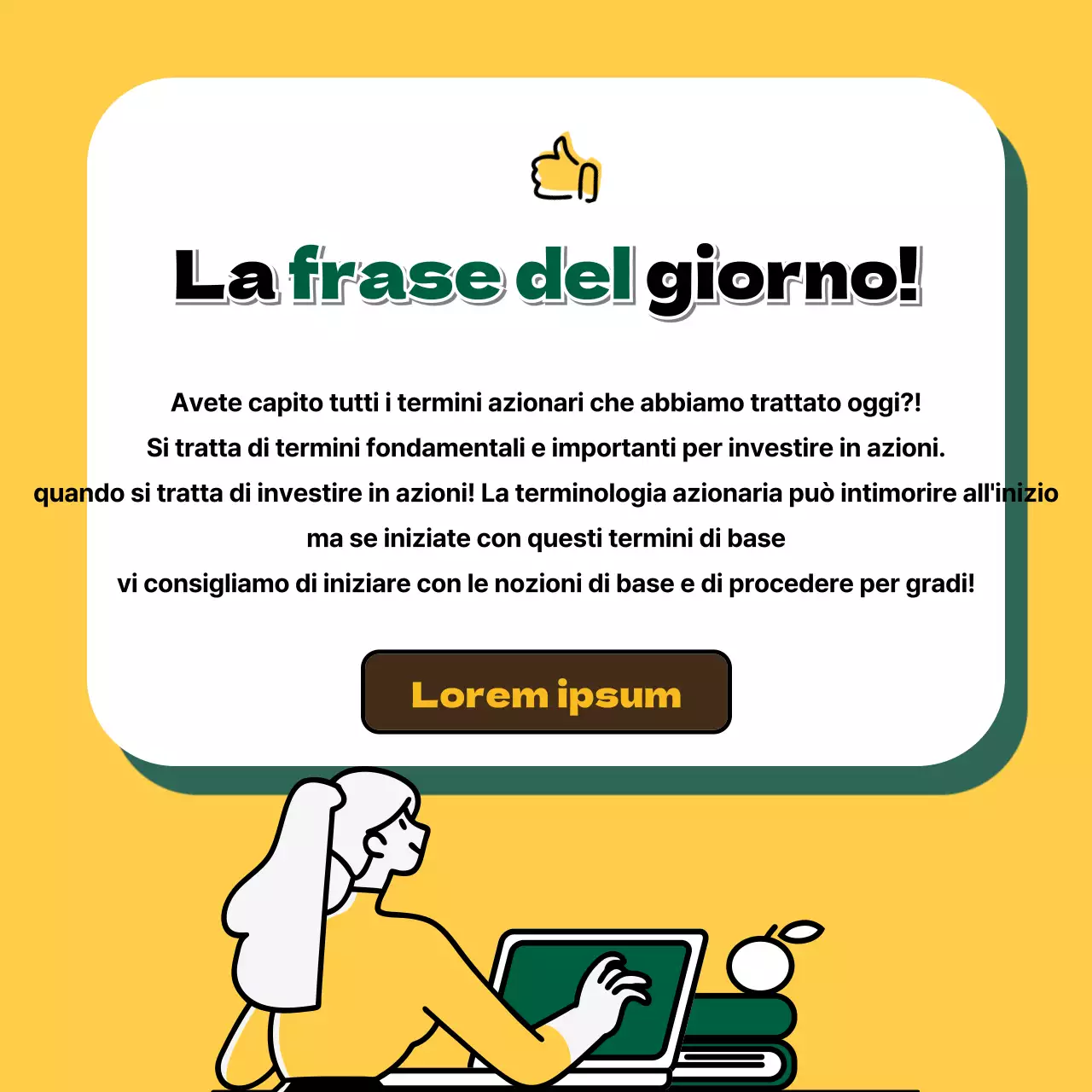 Termini di borsa in giallo Titoli Finanza CardNews