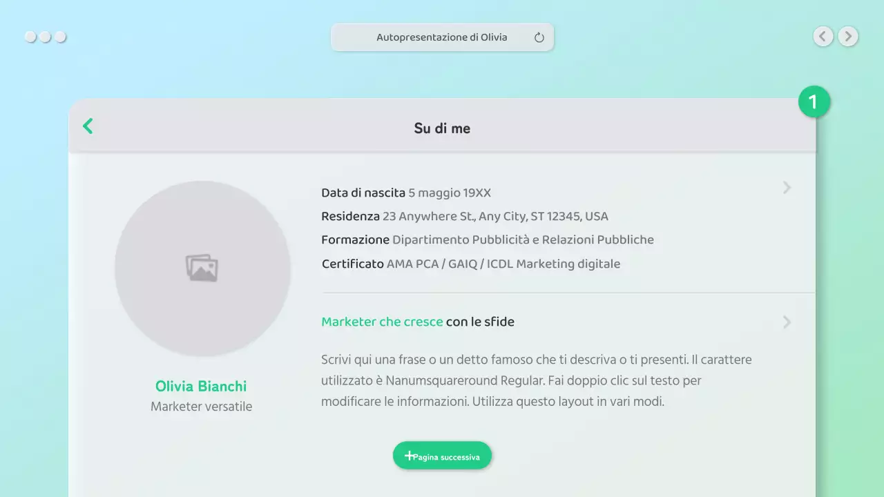 Un bio pulito con un concetto di interfaccia grafica verde