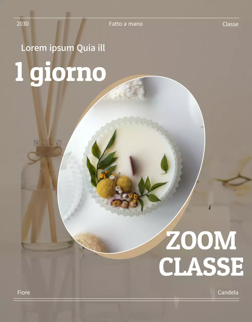 Candele di lusso in beige e marrone per promuovere un corso online