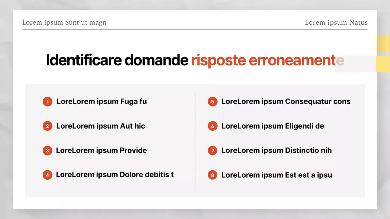 Risposte ai test di verifica a tema rosso e bianco