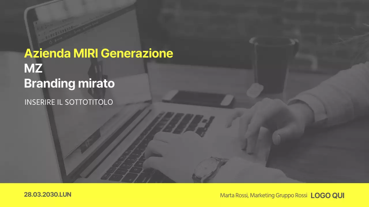 Un tema di branding aziendale moderno e unico in giallo e grigio