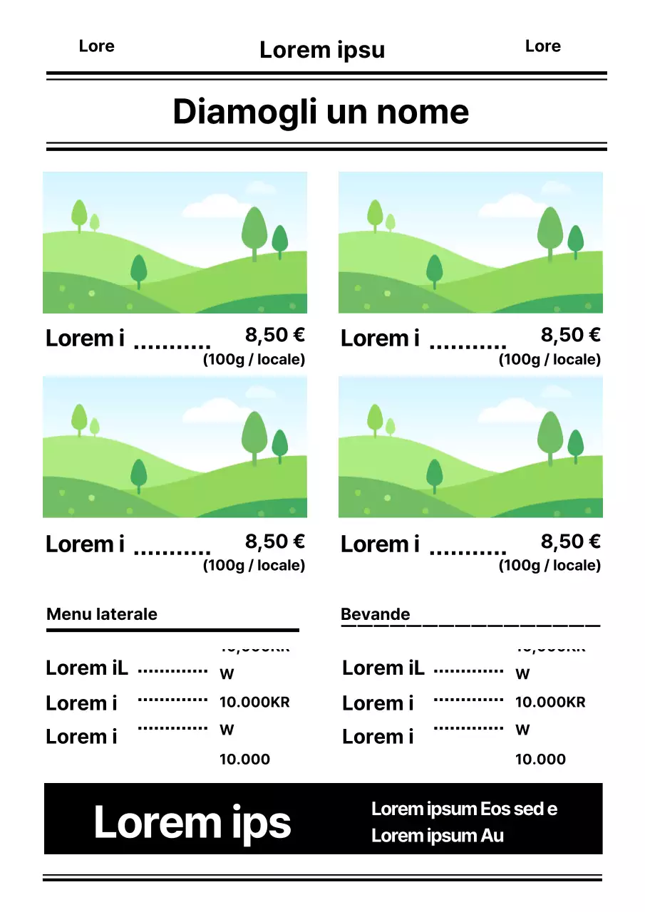 Semplice menu a lavagna