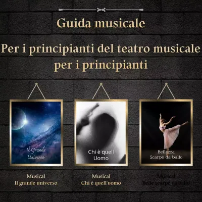 Una guida per principianti al teatro musicale con un concetto di sfondo nero scuro a mattoncini.