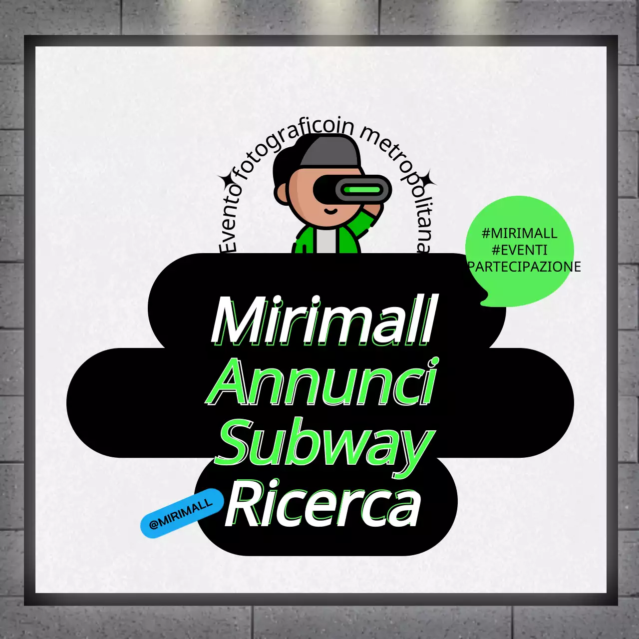 Foto evento della metropolitana con concetto di cartellone verde
