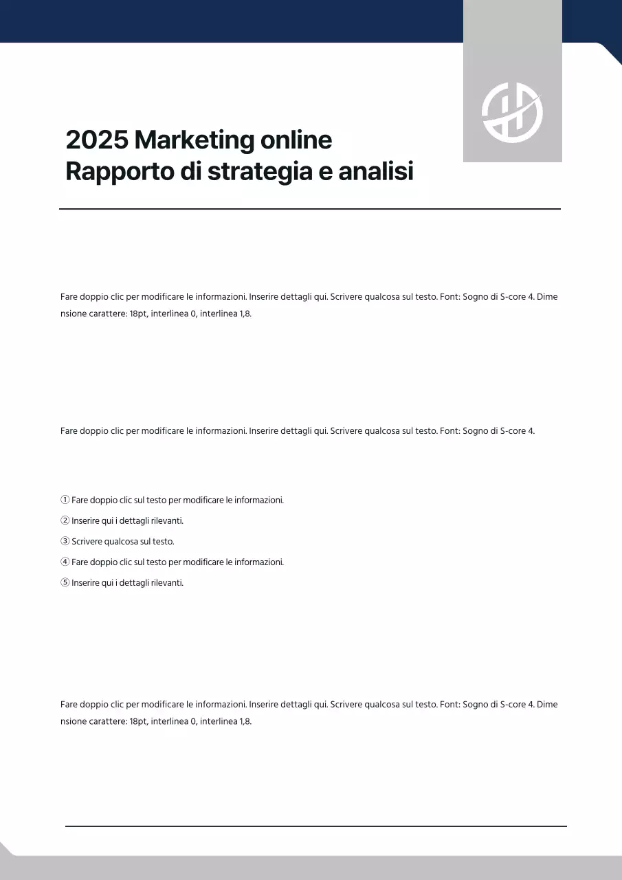 Modulo di rapporto aziendale in blu navy e grigio