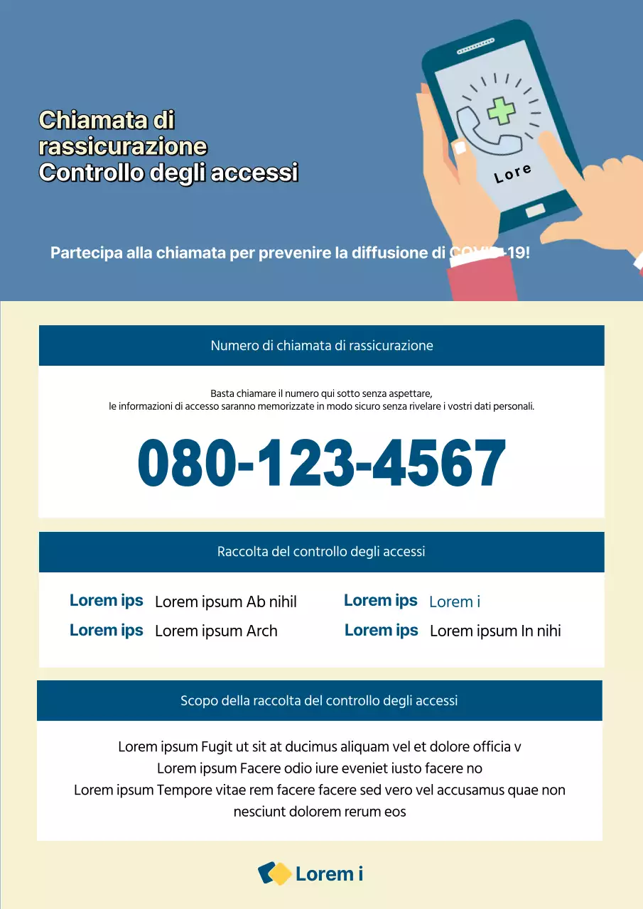 Documento di controllo degli accessi con chiamata di rassicurazione in ordine blu