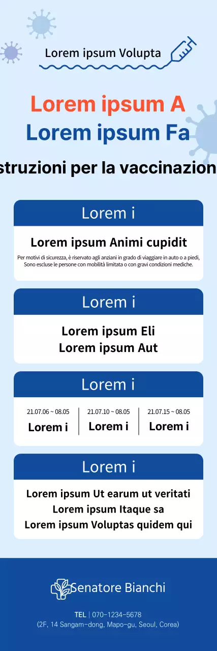 Vaccinazione contro il Coronavirus X-banner con tabella in tonalità blu