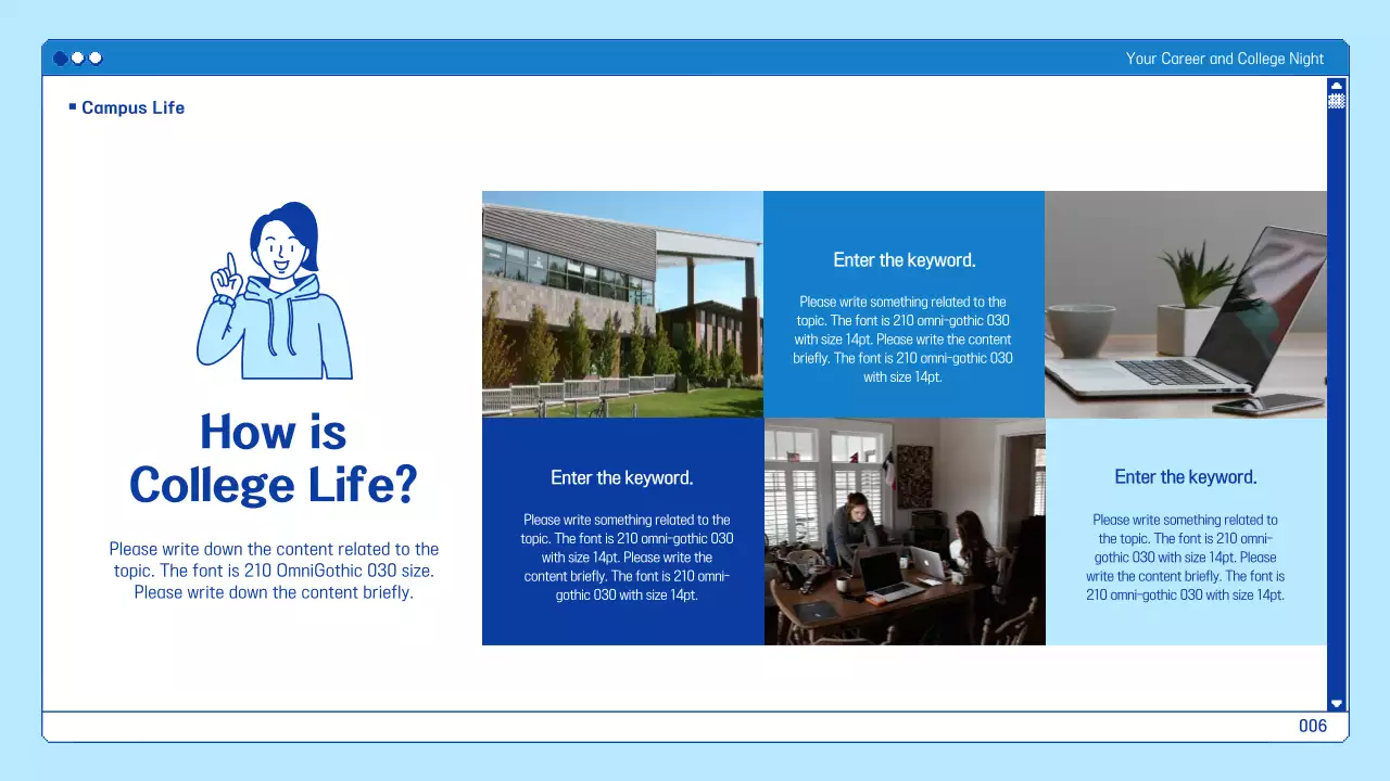 University presentations in a blue browser theme