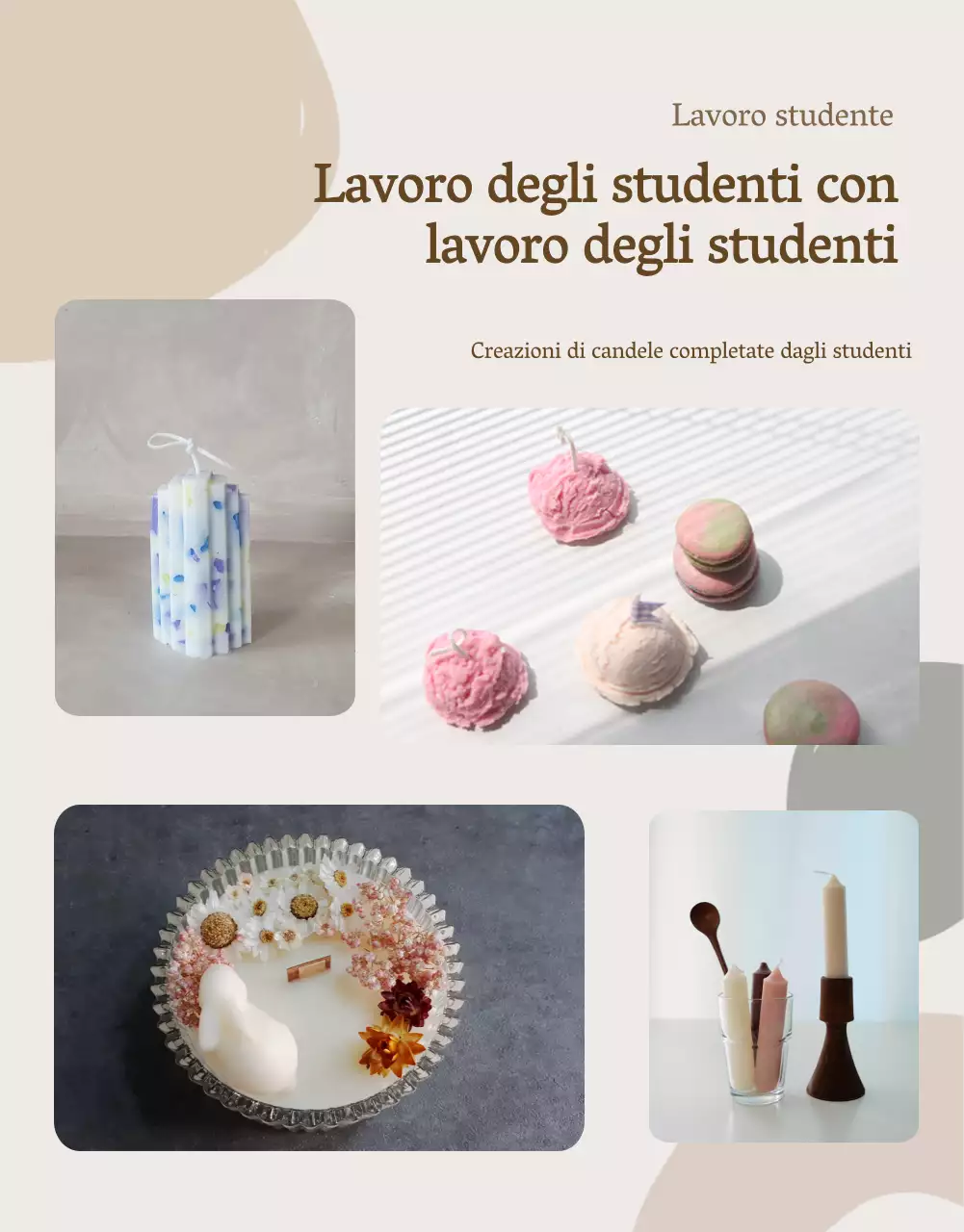 Candele di lusso in beige e marrone per promuovere un corso online