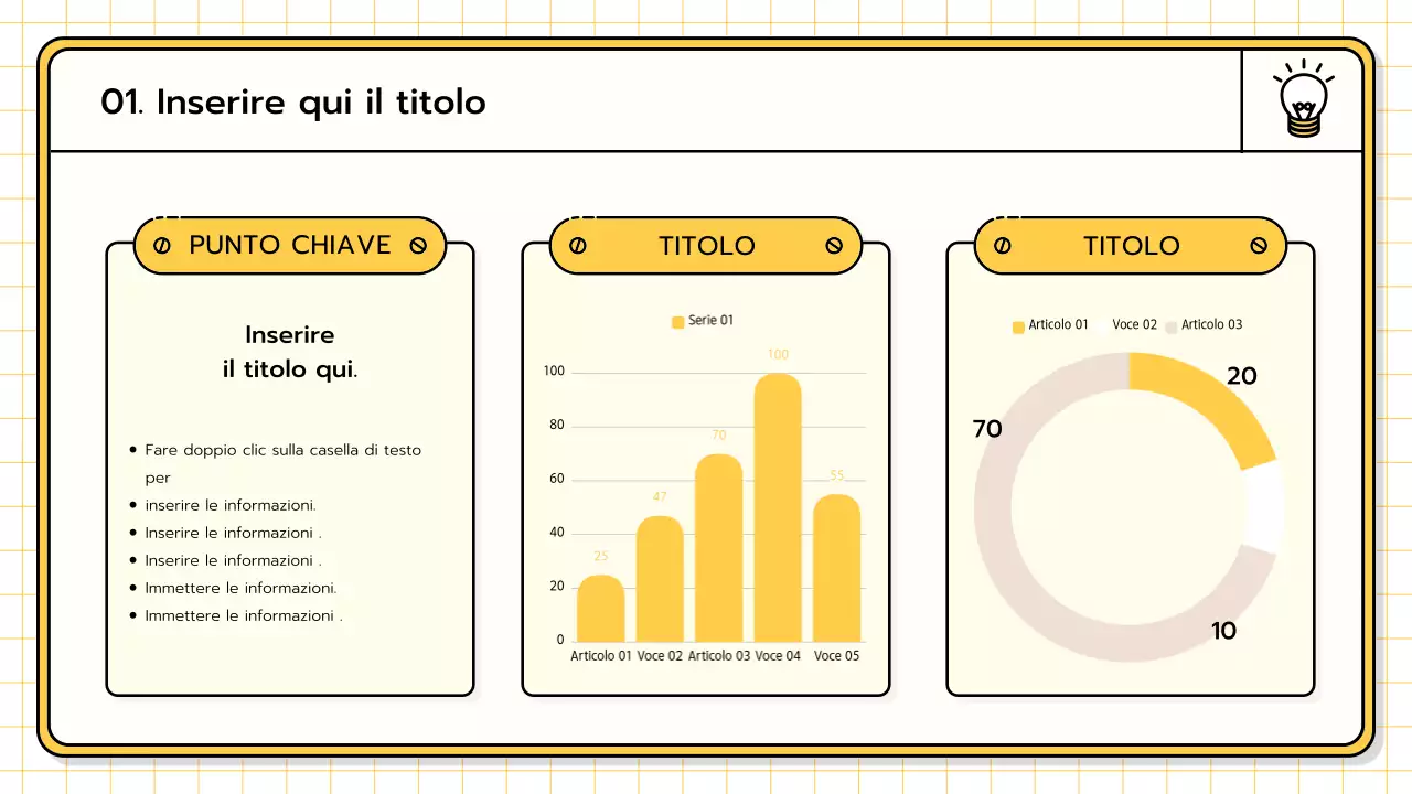 Un kit di presentazione di base nei colori giallo, verde lime e blu.