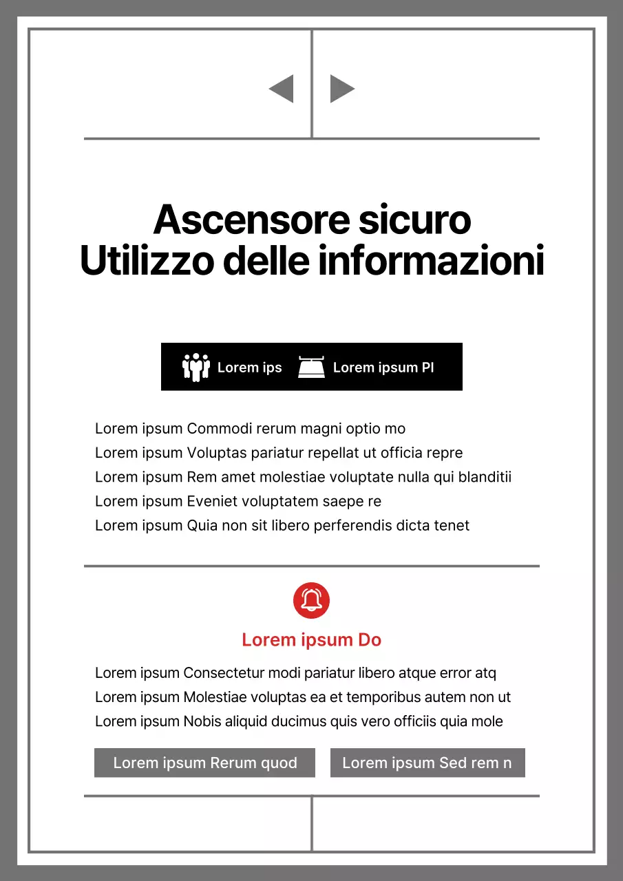 Un'insegna per ascensori in bianco e nero a forma di ascensore.