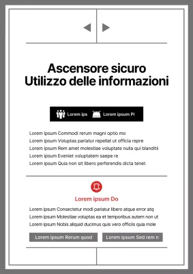 Un'insegna per ascensori in bianco e nero a forma di ascensore.