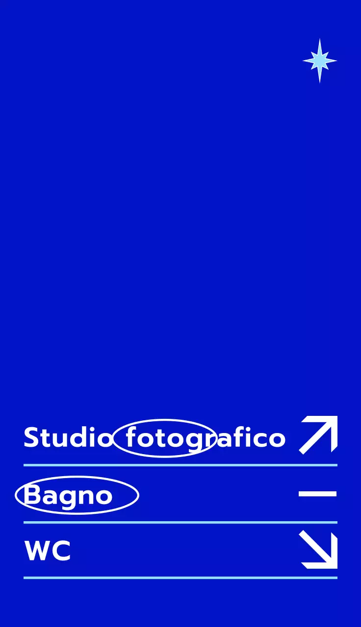 Design semplice e lineare per uno studio fotografico con illustrazioni bianche e blu chiaro