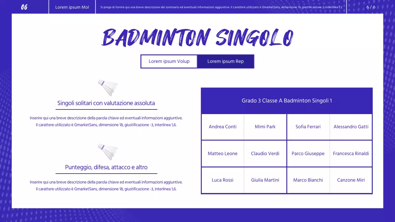 Lezione guidata di valutazione delle prestazioni fisiche del badminton blu e bianco