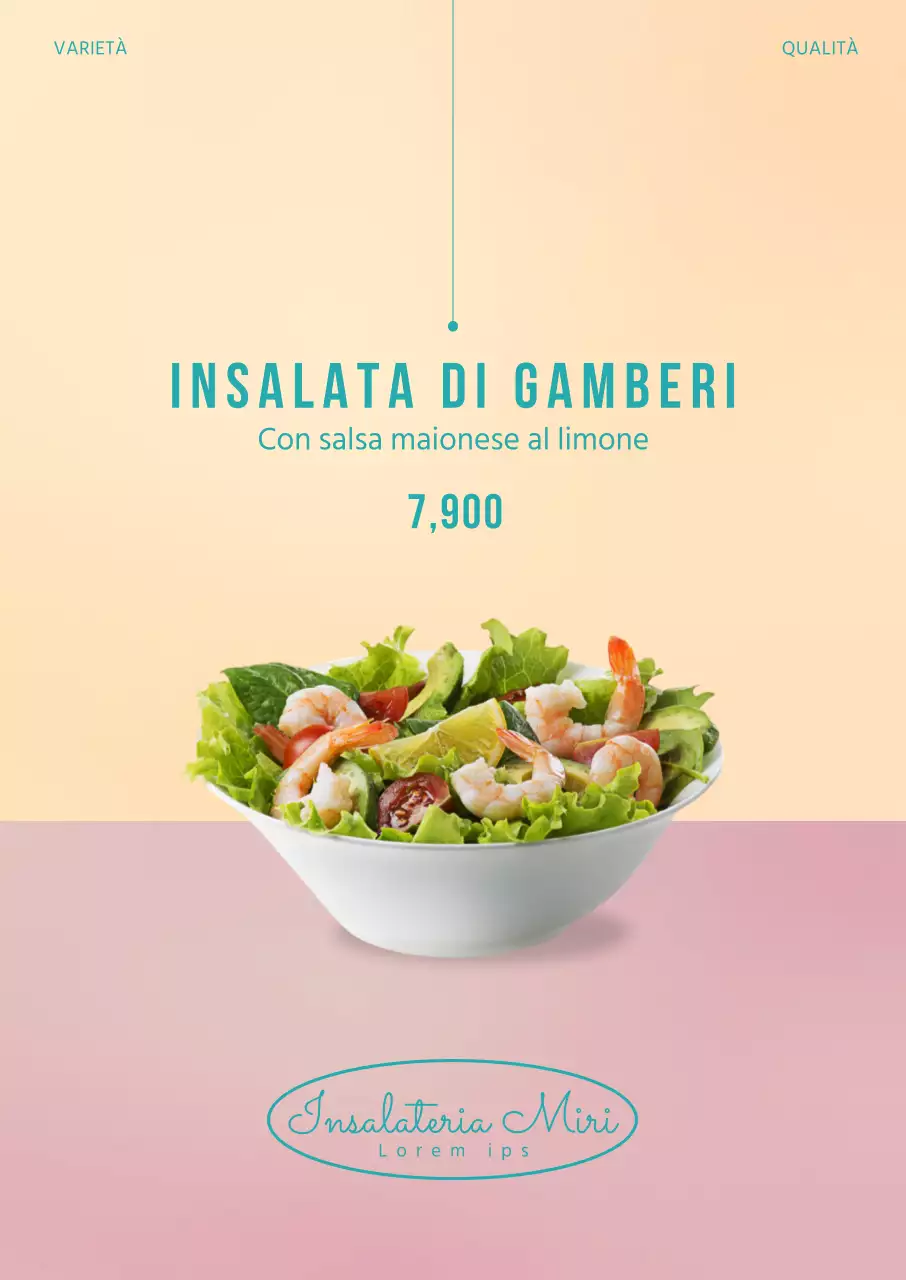 Poster rosa con ritratto di insalata semplice