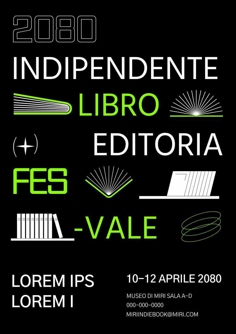nero verde lime libro illustrazione semplice libreria indipendente festival dell'editoria